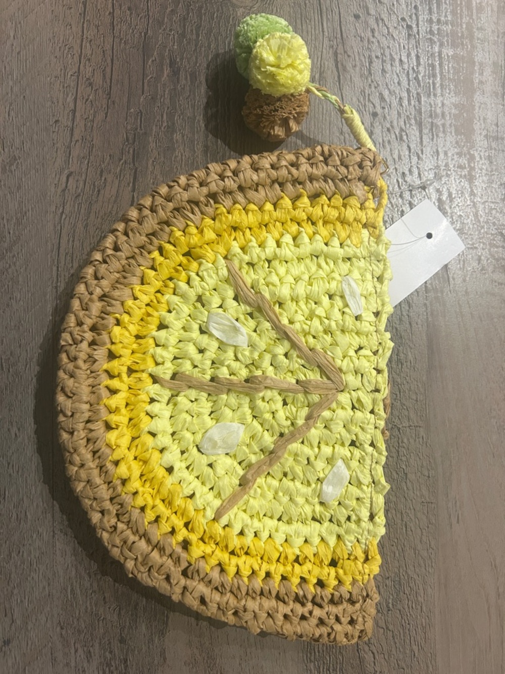 NWT LOFT straw lemon slice summer zippered clutch
